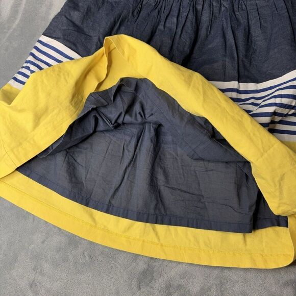 Crown & Ivy Women's Sz 10 Blue Yellow White Striped 100% Cotton A-Line Skirt - Picture 9 of 13